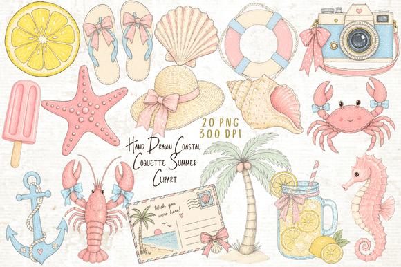 Download Hand Drawn Coastal Coquette Summer PNG - Hand drawn Collection