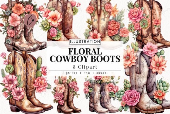 Download Rustic Floral Cowboy Boots Clipart - Cowboy boots clipart Collection