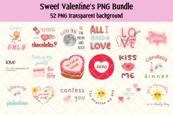 Download 52 Sweet Valentine's PNG Bundle - Valentine Collection