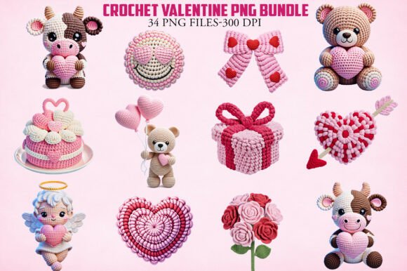 Download Crochet Valentine PNG Bundle - Valentine Collection