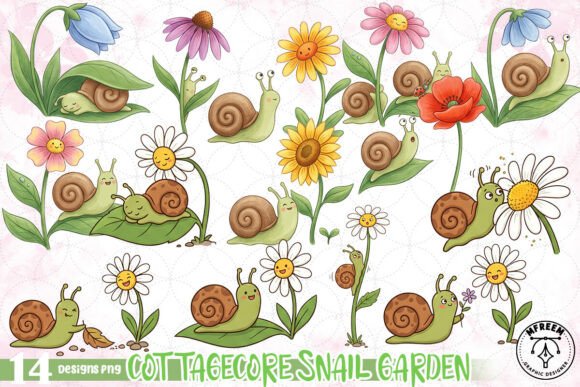 Download Cottagecore Snail Garden PNG - Snail Collection