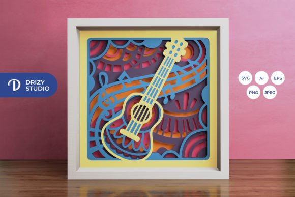 Download Guitar Mandala 3D Shadow Box - Guitar Collection