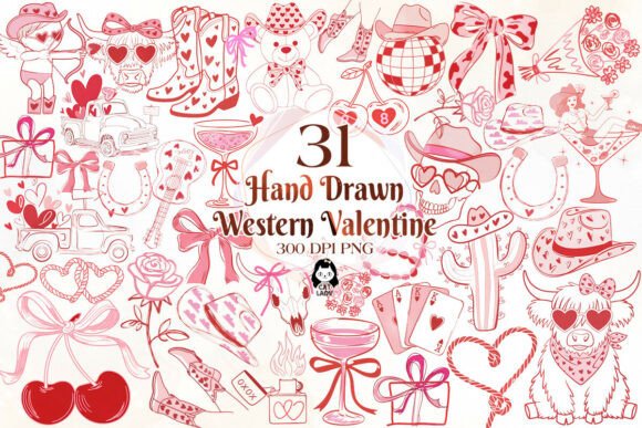 Download Hand Drawn Western Valentine Clipart - Hand drawn Collection