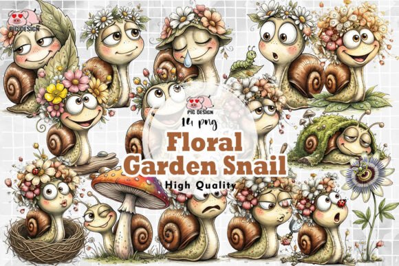 Download Floral Garden Snail Clipart PNG - Snail Collection