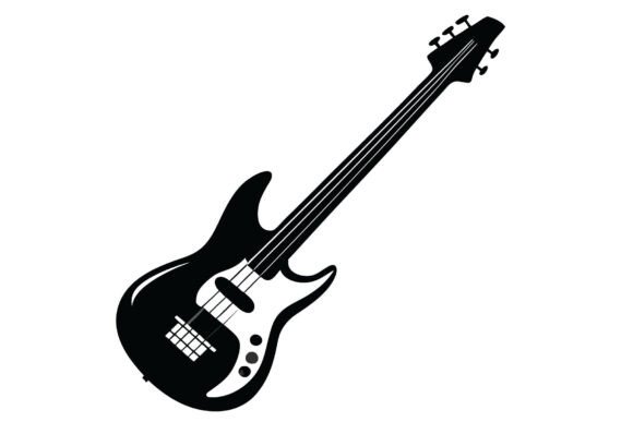 Download Black and White Bass Guitar Illustration - Guitar Collection