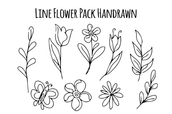 Download Line Flowers Set Hand Drawn Boho - Hand drawn Collection