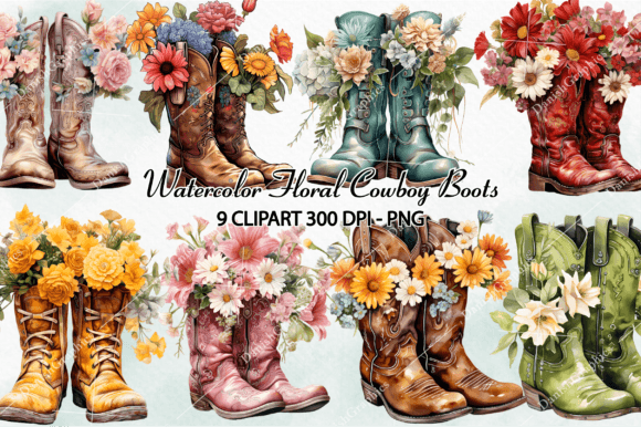 Download Western Floral Cowboy Boots Clipart PNG - Cowboy boots clipart Collection