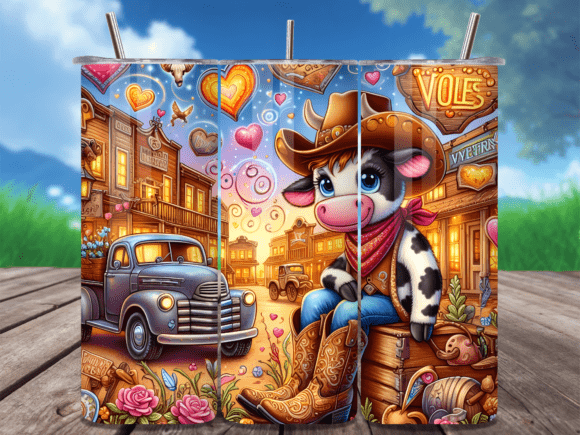 Download Cow Western Town Truck Valentine Tumbler - Valentine Collection