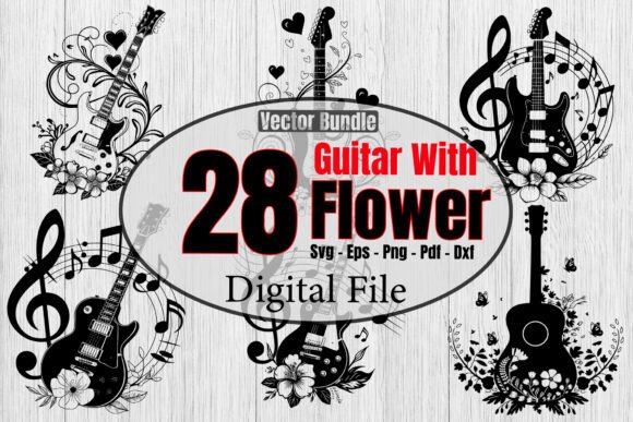 Download Floral Guitar Svg Bundle,Music Notes Svg - Guitar Collection