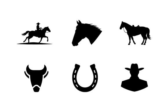Download Western Cowboy &amp; Rodeo Icon Set EPS - Icon Collection