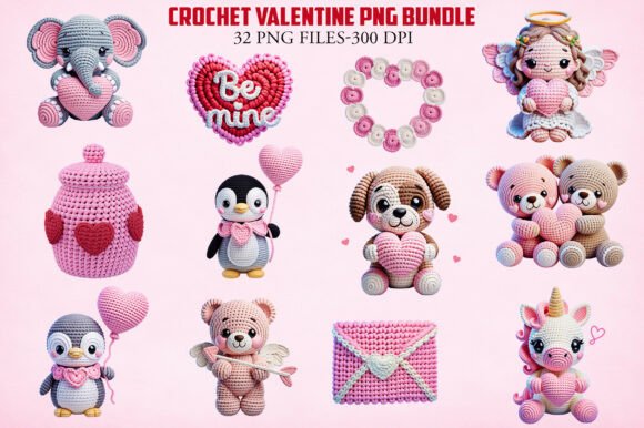 Download Crochet Valentine PNG Bundle - Valentine Collection