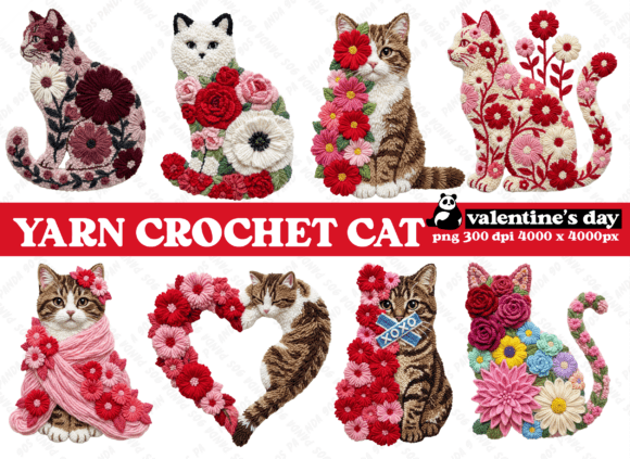 Download Yarn Crochet Cat Valentine's Png Bundle - Valentine Collection