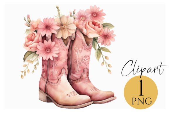 Download Pink Floral Cowboy Boots Clipart PNG - Cowboy boots clipart Collection