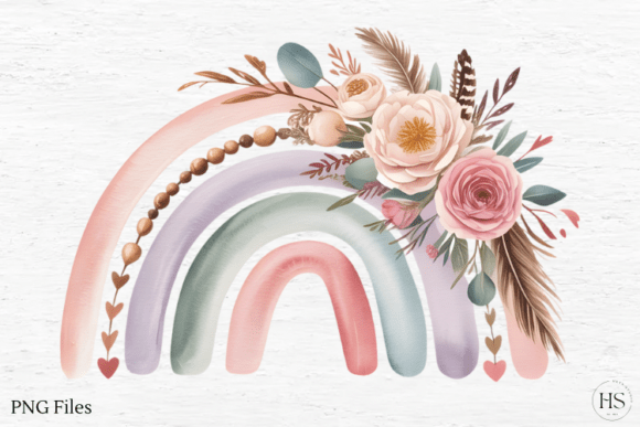 Download Floral Boho Rainbow PNG, Valentine PNG - Valentine Collection
