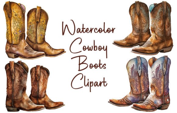 Download Watercolor Cowboy Boots Clipart - Cowboy boots clipart Collection