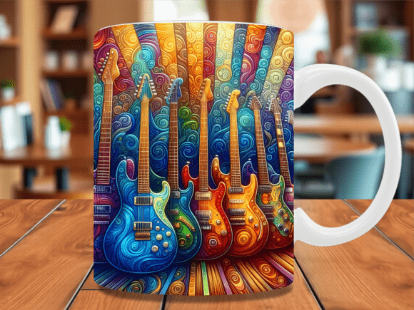 Download Colorful Electric Guitar Mug Wrap - Guitar Collection