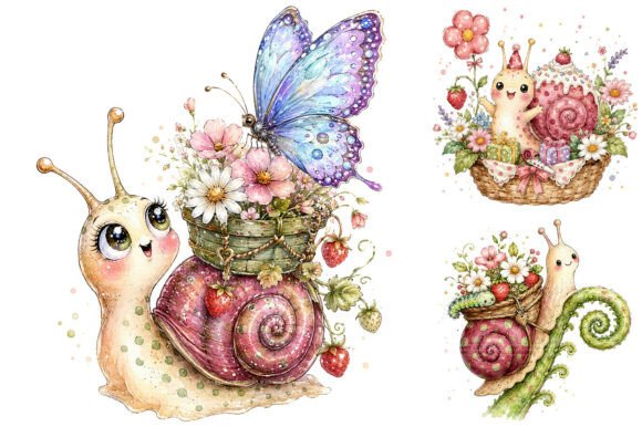 Download Whimsical Garden Snail Clipart Bundle - Premium Resources