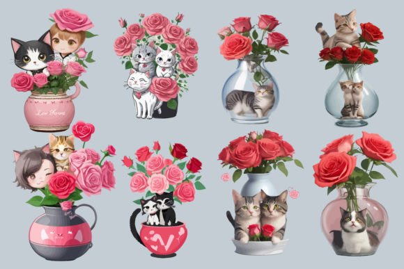 Download Stickers Cat Flowers - Premium Resources