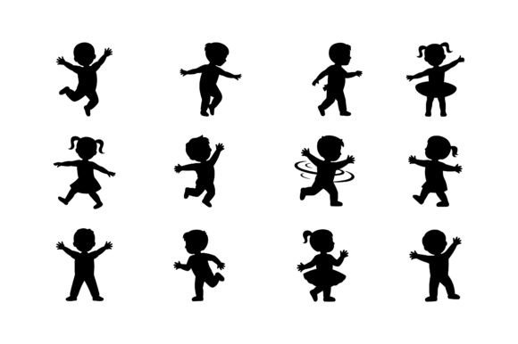 Download Kids Playing Silhouette Icon Set EPS - Icon Collection