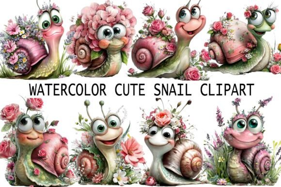 Download Watercolor Cute Snail Clipart - Snail Collection