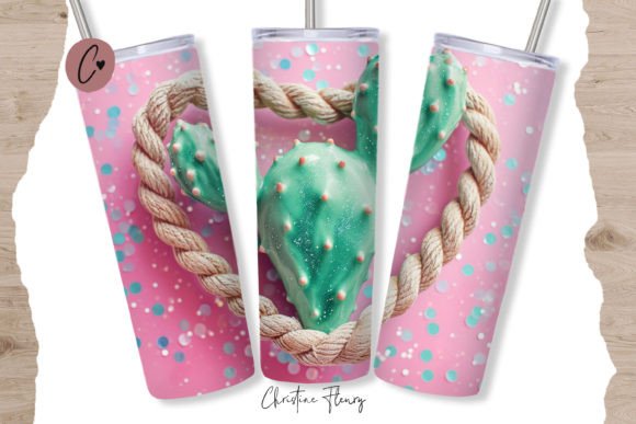 Download 3D Cactus in Rope Heart Valentine Tumble - Valentine Collection