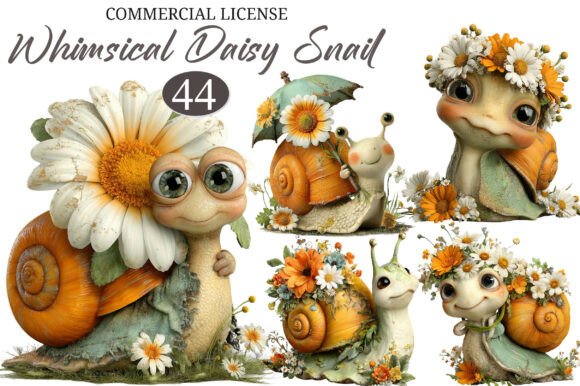 Download Whimsical Daisy Snail Clipart - Snail Collection