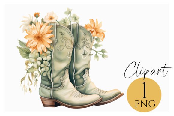 Download Western Floral Cowboy Boots Clipart PNG - Cowboy boots clipart Collection