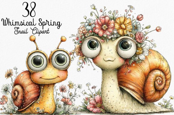 Download Whimsical Spring Snail Clipart Bundle - Snail Collection