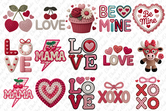 Download Faux Yarn Coquette Valentine PNG Bundle - Valentine Collection